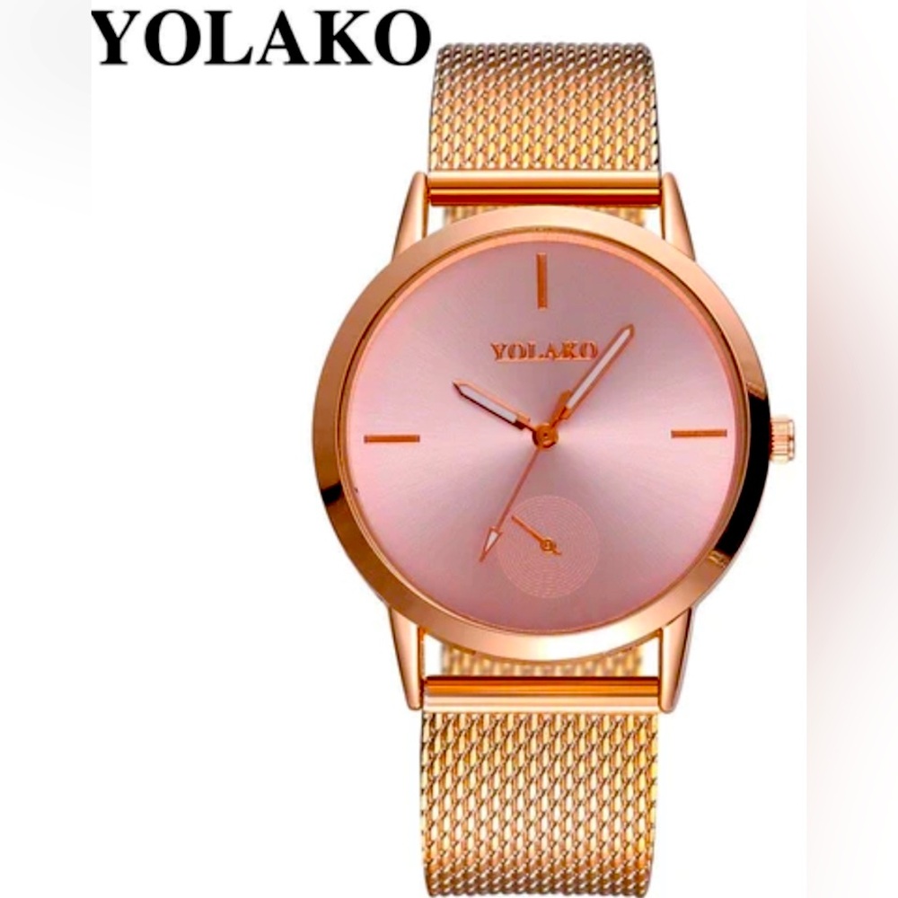YOLAKO YK25 Women Casual Quartz Watch Plastic Leather Strap - Rose Gold